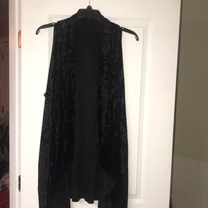 Sleeveless black velour-like vest.  NWOT.  Plus sz